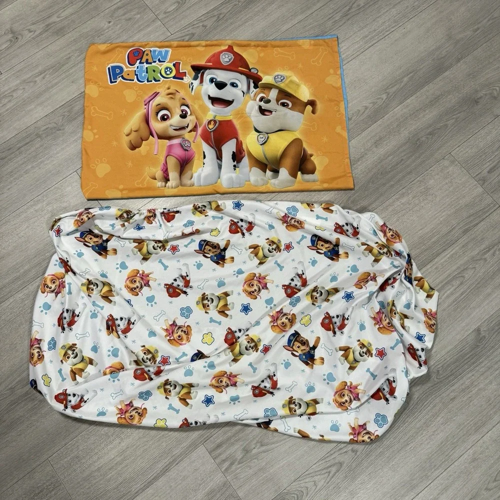 PAW PATROL CRIB BED SHEET & Reversible PILLOW CASE Nickelodeon